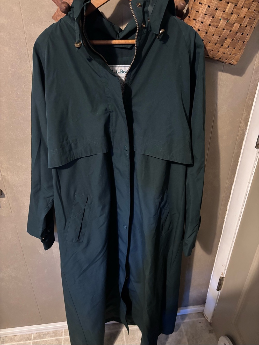 Vintage L.L. Bean Forest Green Hooded Trench Coat